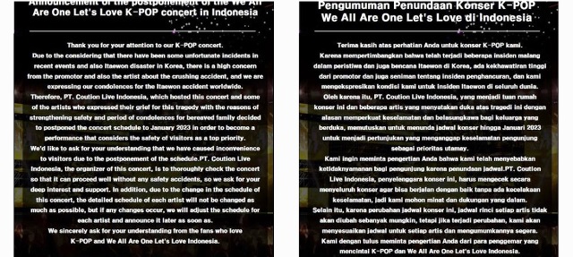 K-Pop Konser We All Are One Ditunda Hingga Januari 2023, Netizen Tuntut Refund