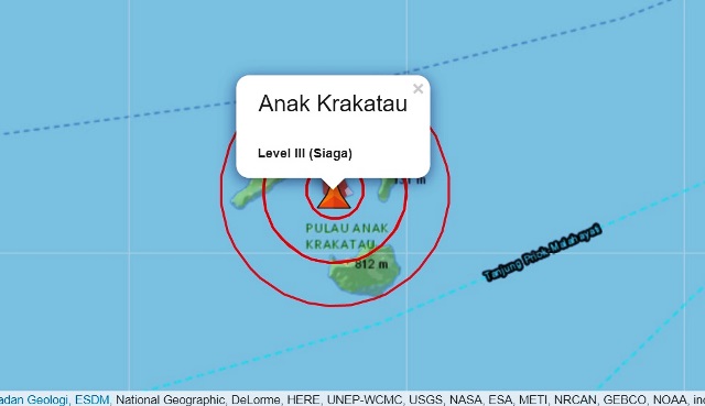 Gunung Anak Krakatau Erupsi Durasi 182 Detik Level III Siaga