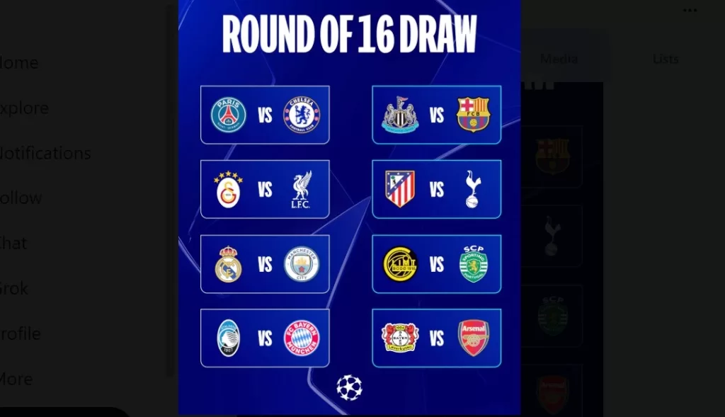 Hasil Drawing 16 Besar Liga Champions 2026