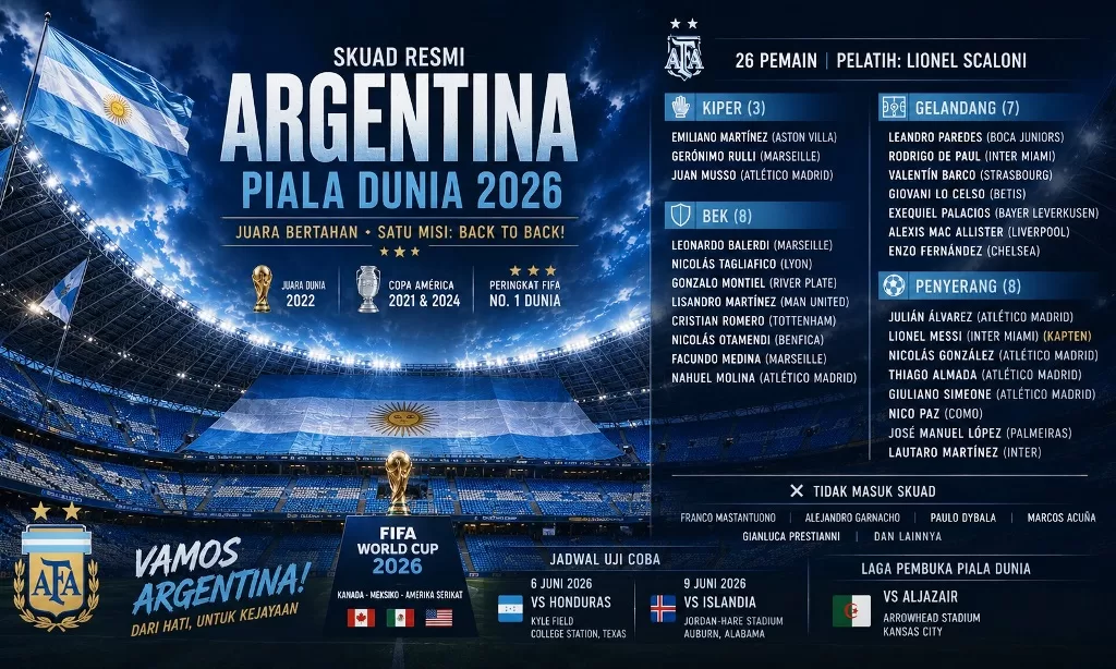 Skuad Argentina Piala Dunia 2026
