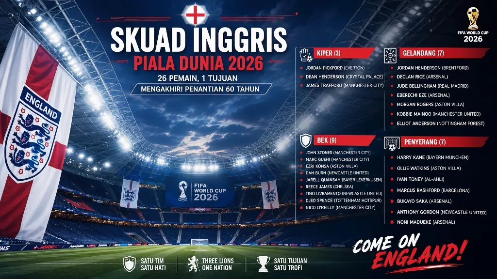 skuad Inggris Piala Dunia 2026